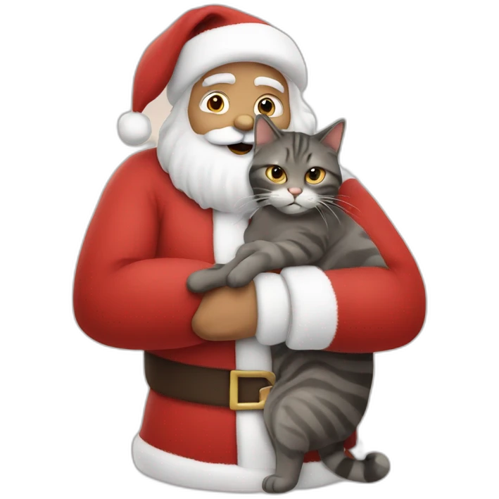 Santa hugging a cat  emoji