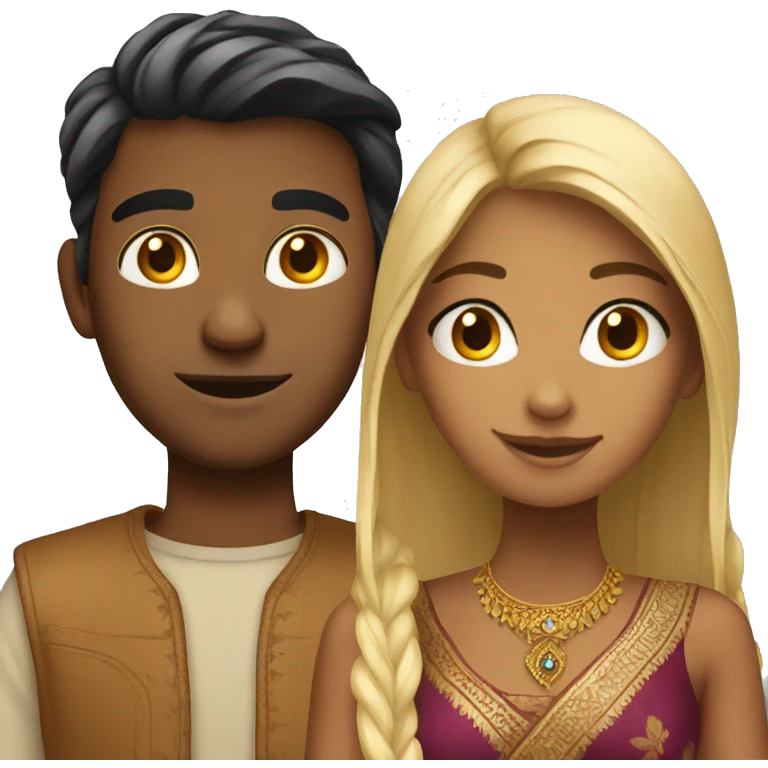 Pretty indian girl with blonde boyfriend emoji