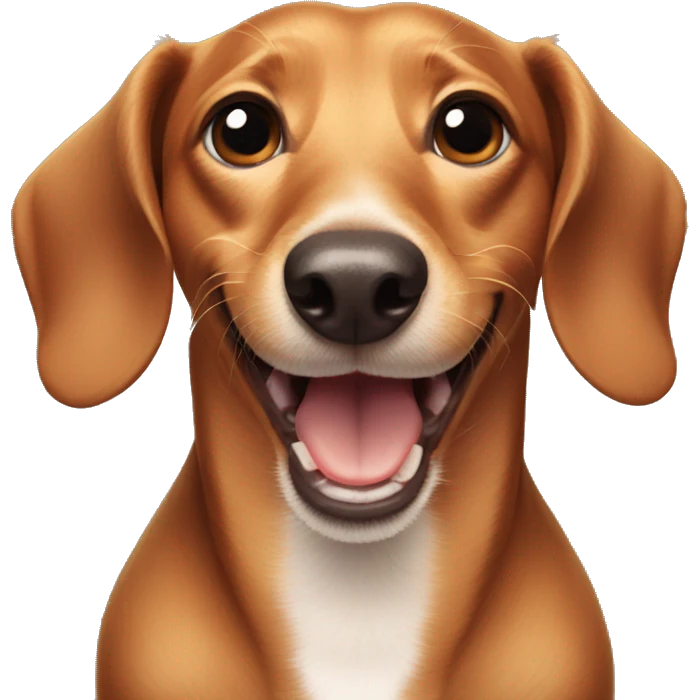 Grinning dachshund with visible front teeth emoji