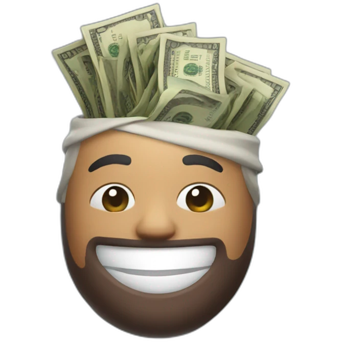 Fortnite character with money head emoji