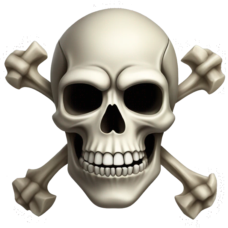 A Skull with two cracked bones crossed behind it, and has a reflection of a sportsfield for eyes. emoji