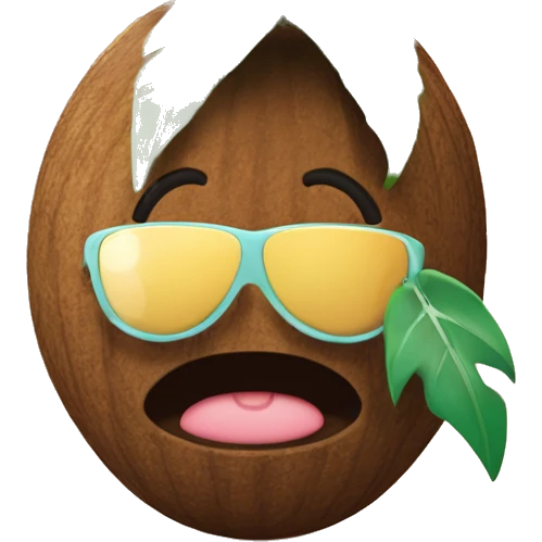 quiero un emoji con un coco y una flor hawaiana que diga gracia  emoji