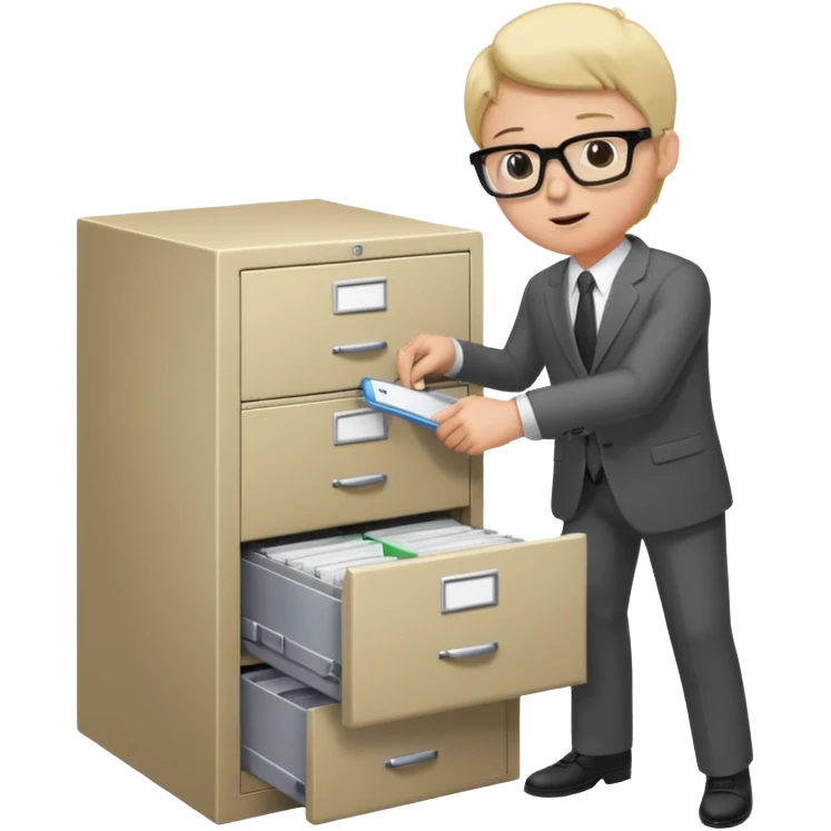  A person opening a filing cabinet to search for file emoji