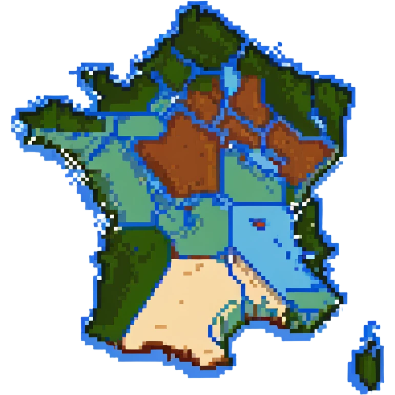 map of France in pixel art style, no text emoji