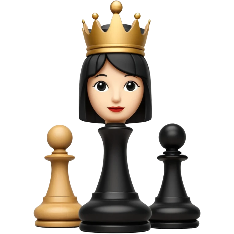 queen chess piece, black, classic chess set emoji
