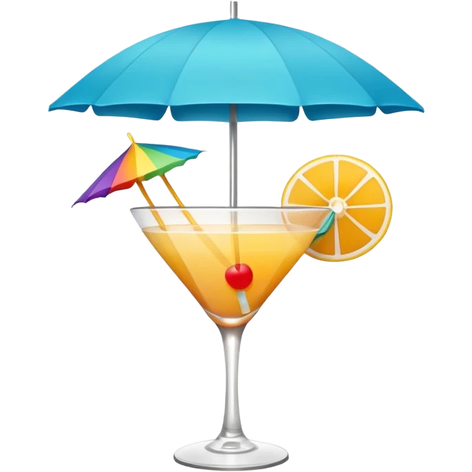 minimalistic beach cocktail emoji, with a cocktail umbrella emoji