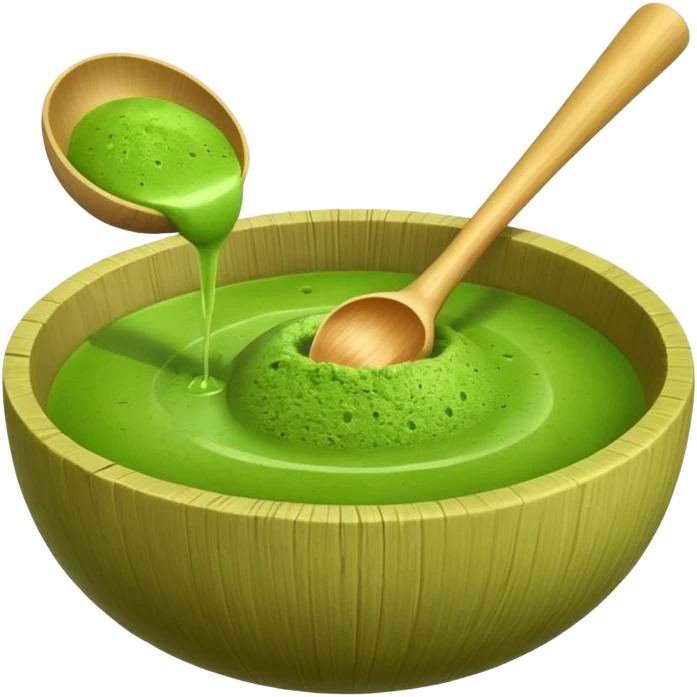 batidor bambu con bol de matcha emoji