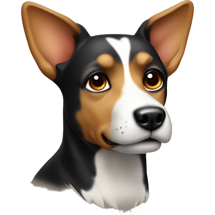 black and tan dog with pointy ears white chest emoji