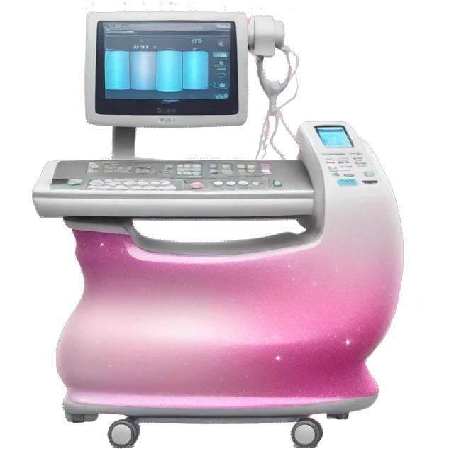 Pink ombre ultrasound machine with glitter emoji