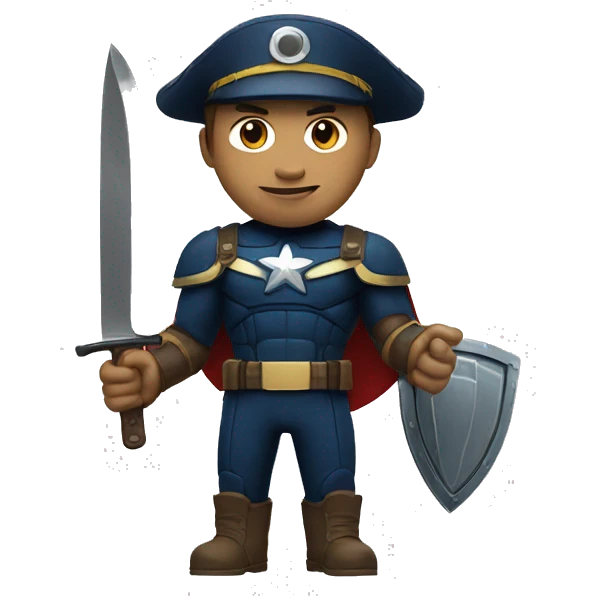 cap, captain of the Marvel movie with a shield and a knife in his hand emoji