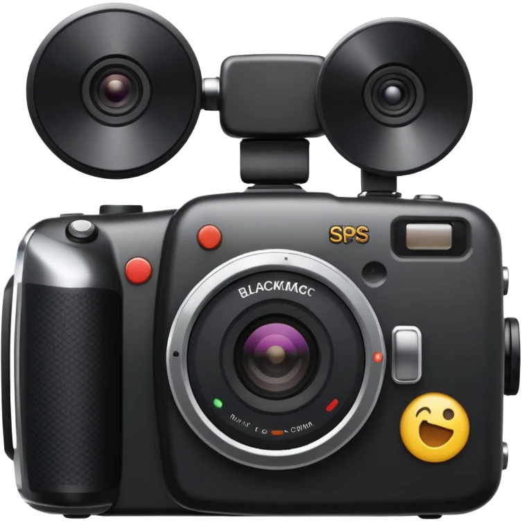 Blackmagic Pocket Cinema Camera, with record button highlighted, emoji style emoji