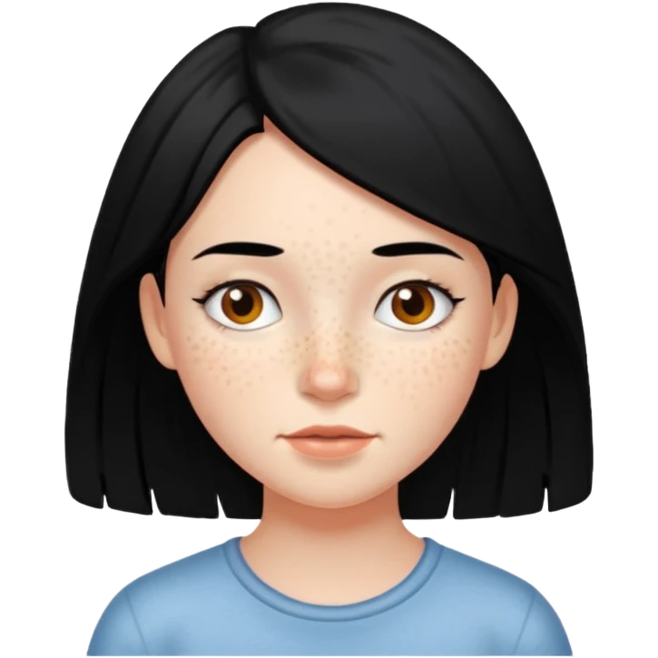 Girl with freckles and black hair emoji