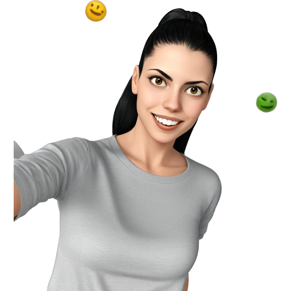 smiling girl with black hair emoji
