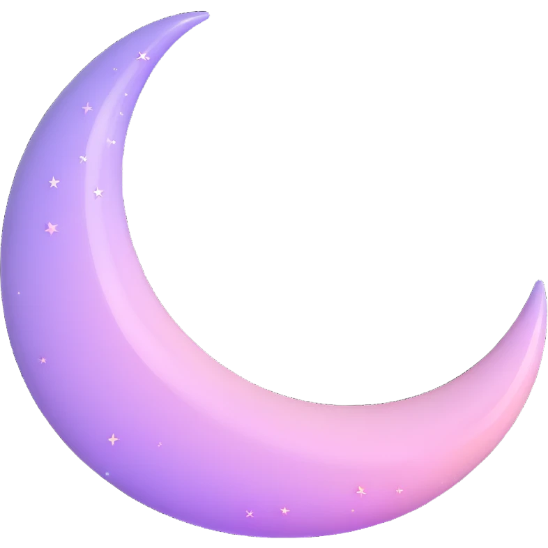 Sparkly glossy Pastel lilac-gradient crescent emoji