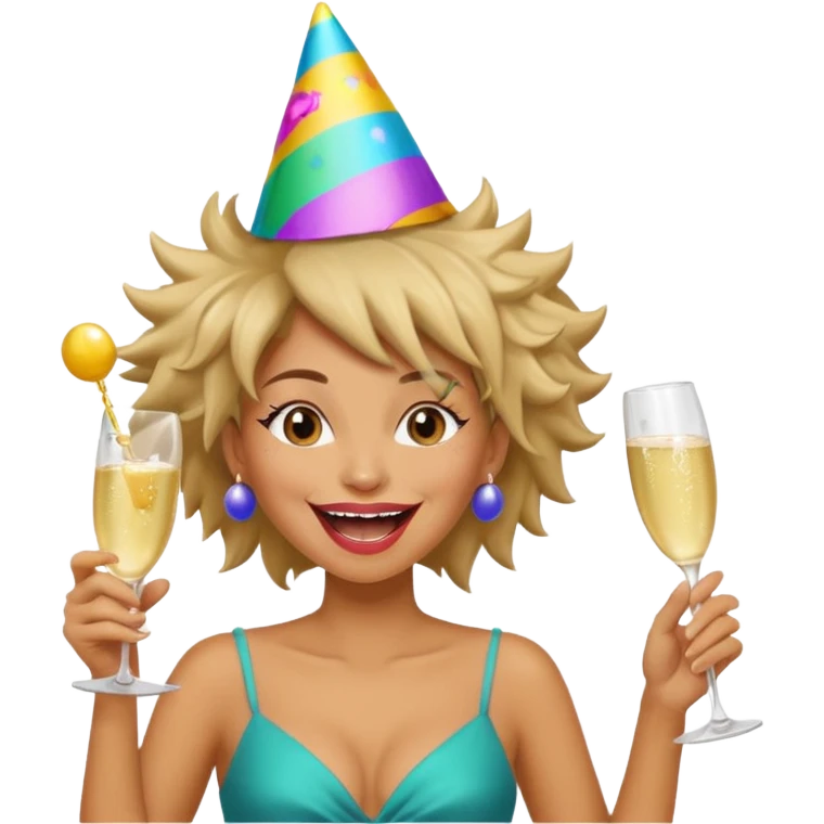Funny, fast-talking, a little unpredictable. Life of the party vibes. woman with crazy hair
more dinamic emoji  emoji