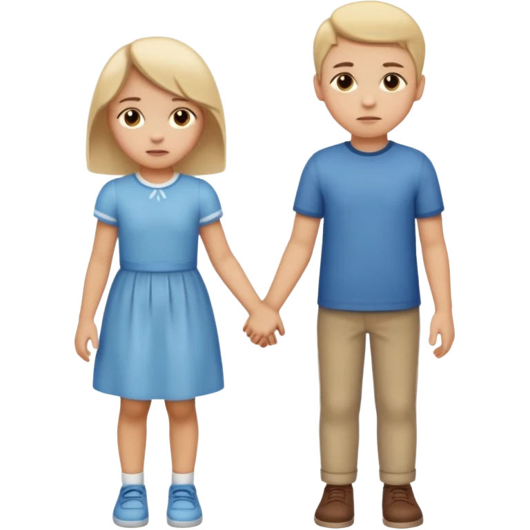 Apple iOS emoji style.
A couple holding hands, boy and girl.
The girl shows a slightly uneasy, hiding expression.
A second boy appears faintly behind her, slightly blurred or partially cropped, implying secrecy.
Clean emoji proportions, soft highlights, neutral background removed.
 emoji