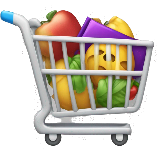 Carrito de compras lleno de ofertas. emoji