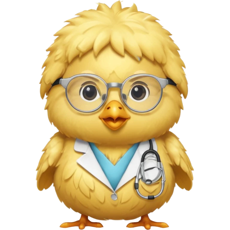 chick animal with glasses, wearing doctor uniform emoji
