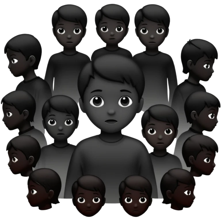 child silhouette surrounded by several larger silhouettes emoji