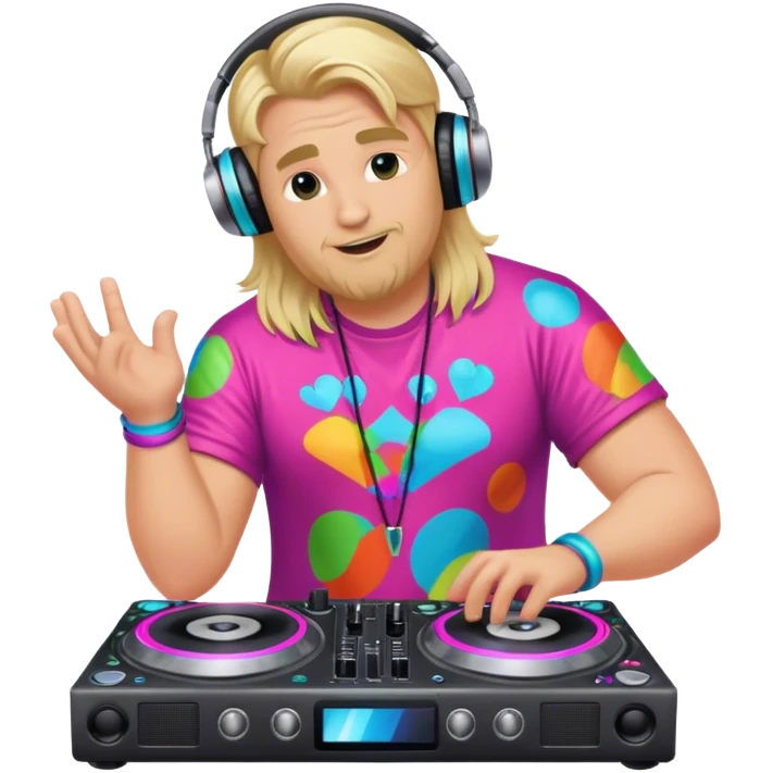blond big man dj playing in colorful outfit emoji