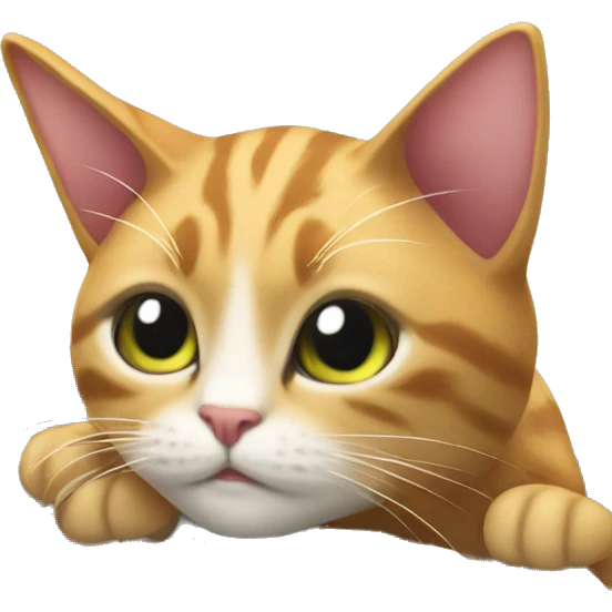 The cat is lying on the keyboard of the computer emoji