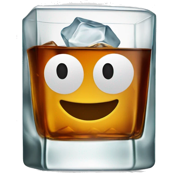 square cold glass with whiskey and icecubes emoji