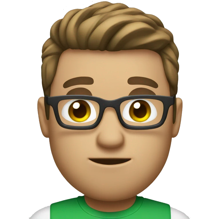 white nerd guy with brown with green t-shirt hair doing weight training emoji