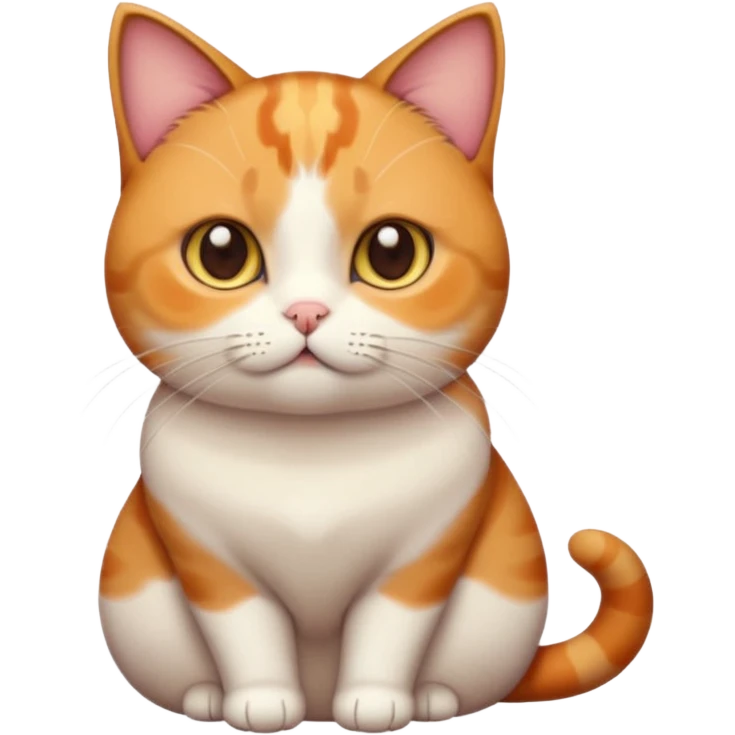 calico cat with cute slim face, small head, hazel eyes, and short but chubby body emoji