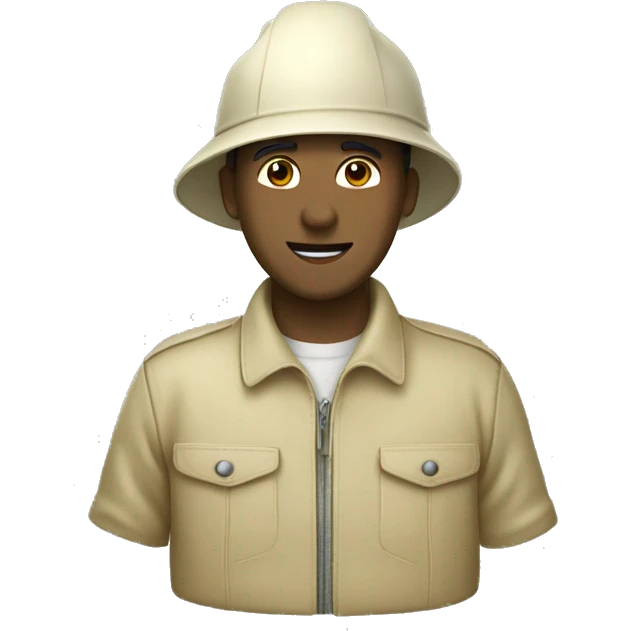 gardener pith helmet beige jacket bush emoji