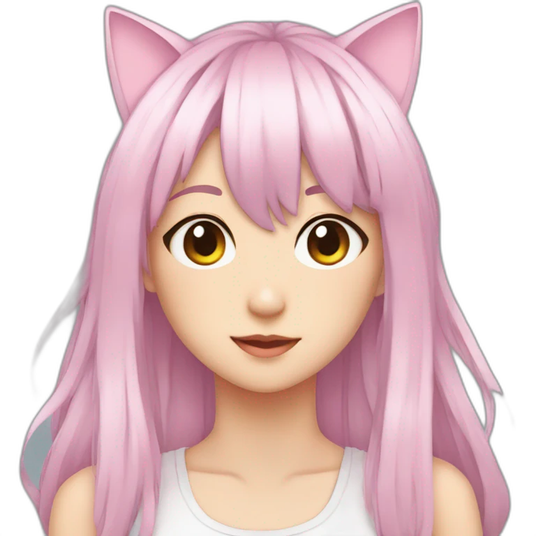 pin haired anime girl with cat ears emoji
