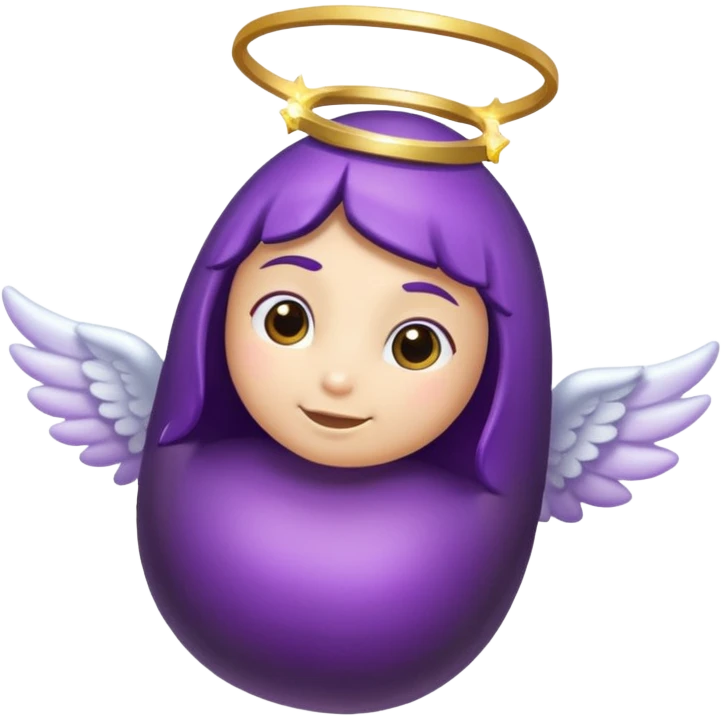 Eggplant from the side wearing an angel halo emoji