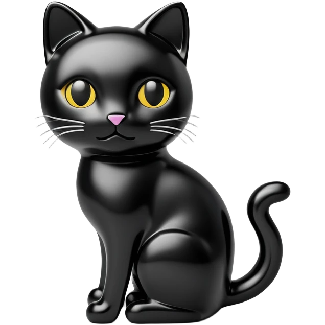 Ceramic cat figurine, minimal, all black  emoji