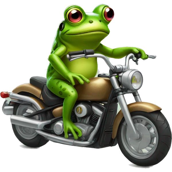 Frog with spectacles on motorbike emoji