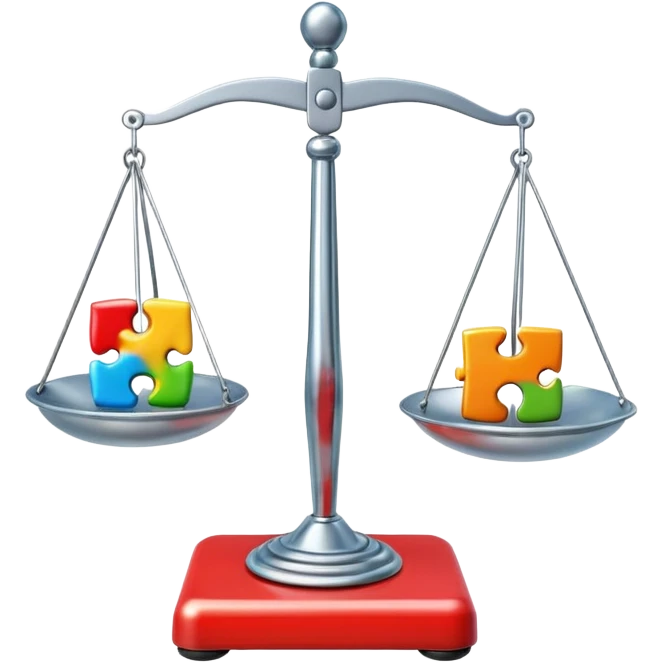 emoji, of a puzzle and a Balance for accounting. emoji