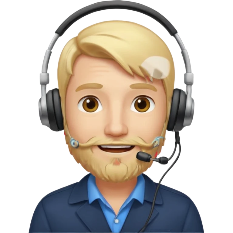 a sales agent with headphones and beard blonde hair smile emoji