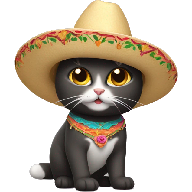 Cat wearing a mariachi hat emoji