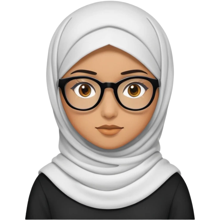 Covered Muslim girl in black glasses for vision With brown eyes and clothes of different colors emoji