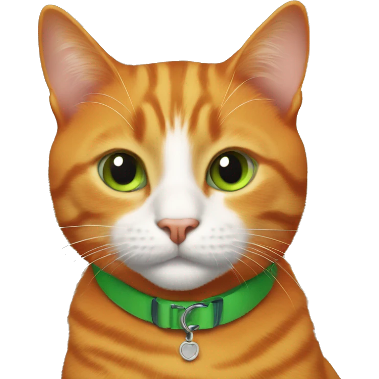 Orange cat with green collar  emoji