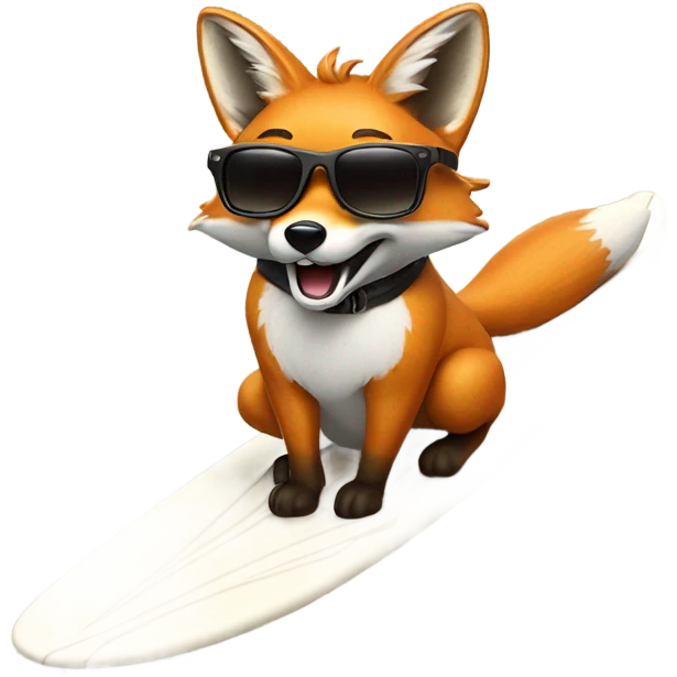 Fox wearing sunglasses and surfing emoji