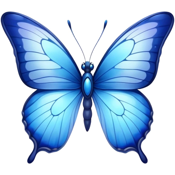 Cinematic Realistic Noble Blue Butterfly Portrait Emoji, Poised and graceful, with delicate, translucent wings rendered in vivid sapphire and indigo tones, a slender, elegant body with finely detailed textures, and gentle, reflective eyes, illuminated by soft natural light, high shine, intelligent and ethereal, styled with an air of refined natural beauty, focused and attentive, soft glowing outline, capturing the essence of a watchful and confident blue butterfly that appears to flutter out of the screen with effortless grace! emoji