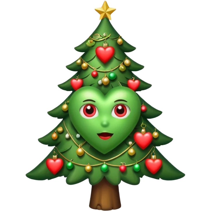 Christmas tree with eyes in shape of heart emoji