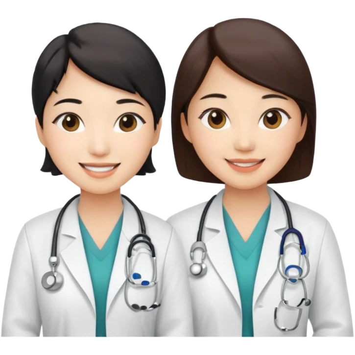 two women asian medical doctors emoji