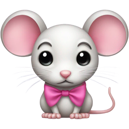 Mouse with pink bow crying sad emoji