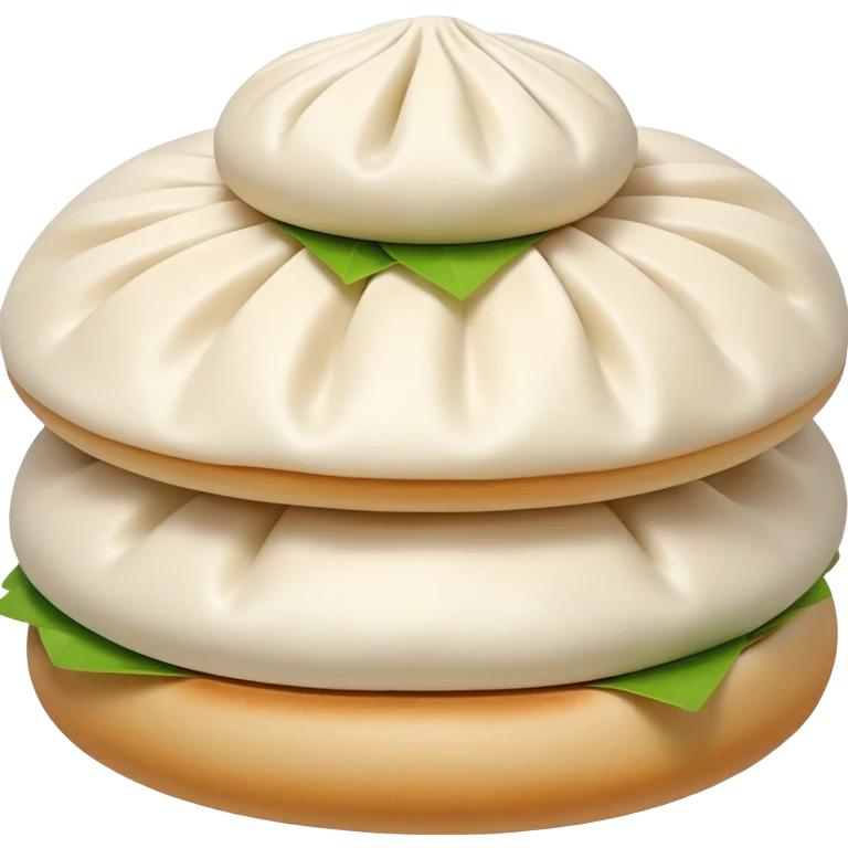 Tianjin Goubuli Baozi steamed buns with pinched top, simplified emoji style with bold outlines and bright colors, cartoon style northern Chinese specialty emoji