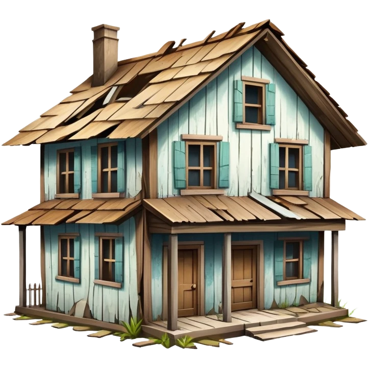 a house merged with a derelict house, split down the middle emoji