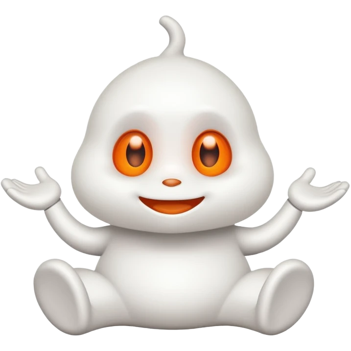 Snoo the Reddit mascot, playful pose, white alien with orange eyes, minimal style emoji