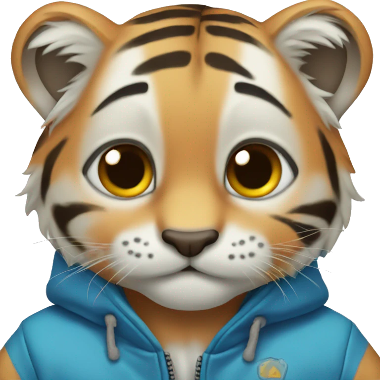 Baby Tiger wearing a blue jacket  emoji