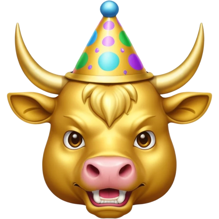 Angry New Year's Eve Dressed Golden Bull Emoji emoji
