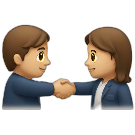 two european persons shake hands, brown hair emoji