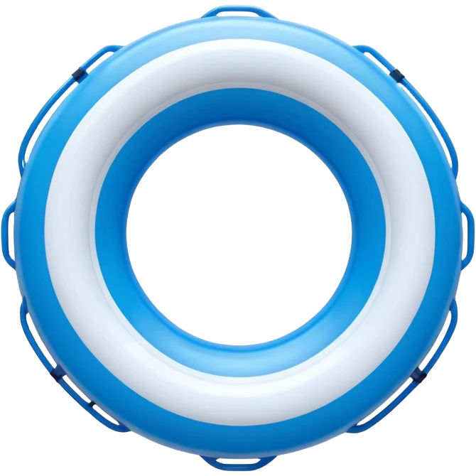 3D render of Inner Tube made of shiny inflatable vinyl, visible seam lines, air valve, highly reflective plastic texture, pool toy aesthetic. emoji